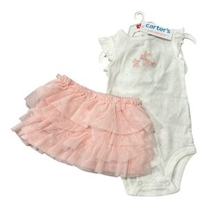 Carter's Pink and White Bunny Bodysuit and Tutu Set
